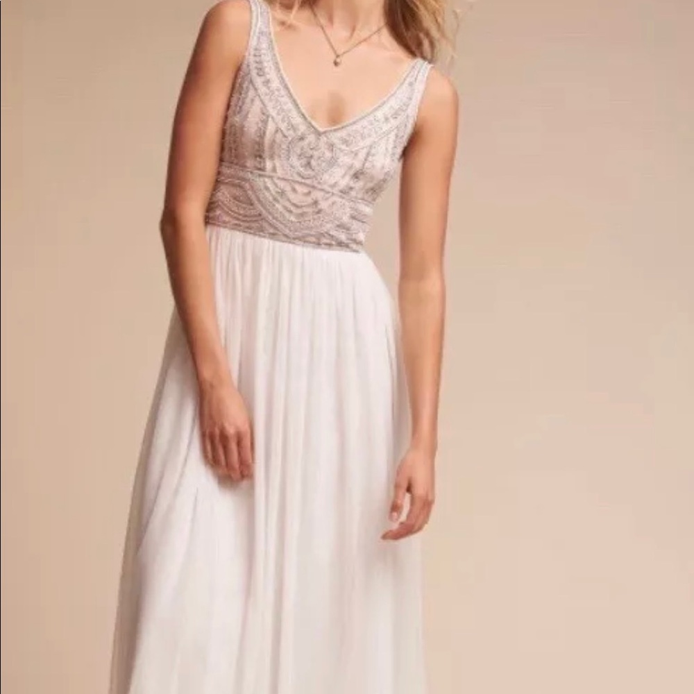 BHLDN Anthropologie Ivory Sterling Dress